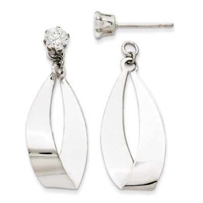 Oval Dangle with Cubic Zirconia Stud Earring Jackets 14k White Gold Polished YE1485, MPN: YE1485, 7…