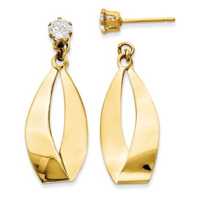 Oval Dangle with Cubic Zirconia Stud Earring Jackets 14k Gold Polished YE1484, MPN: YE1484, 7168382…