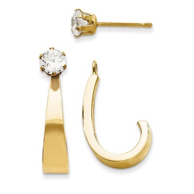 J Hoop with Cubic Zirconia Stud Earring Jackets 14k Gold YE1482, MPN: YE1482, 730703610670