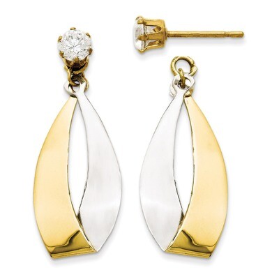 Oval Dangle Jacket w/Rhodium and Cubic Zirconia Earrings 14k Gold YE1093, MPN: YE1093, 730703000495