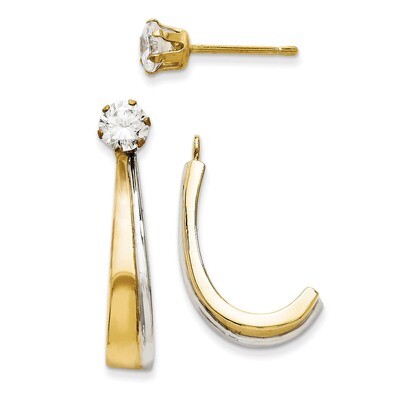 J Hoop w/Rhodium and Cubic Zirconia Earring Jacket 14k Gold YE1085, MPN: YE1085, 730703625322