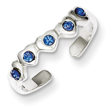 Blue Diamond Heart Toe Ring Sterling Silver QR823, MPN: QR823, 883957253800