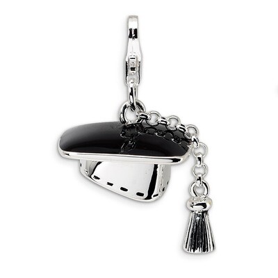 3-D Graduation Cap Charm Sterling Silver QCC108 by Amore La Vita, MPN: QCC108, 883957330112