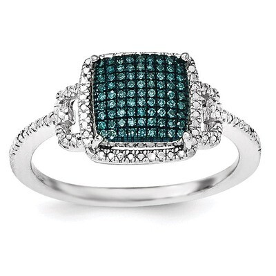 Blue and White Diamond Ring Sterling Silver QR6512, MPN: QR6512, 886774967707