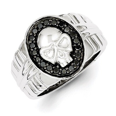 Black Diamond Oval Skull Men&#39;s Ring Sterling Silver QR5590, MPN: QR5590, 886774564173