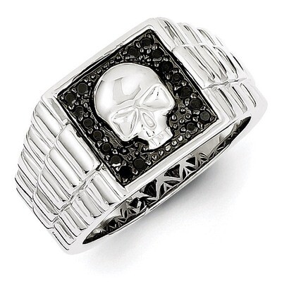 Black Diamond Square Skull Men&#39;s Ring Sterling Silver QR5589, MPN: QR5589, 886774564043