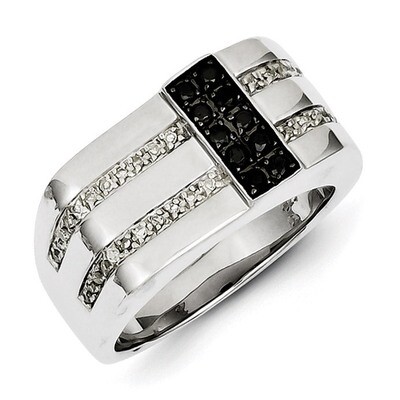 Black and White Diamond Men&#39;s Ring Sterling Silver Rhodium-plated QR5508, MPN: QR5508, 886774564647