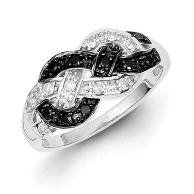 Black &amp; White Diamond Ring Sterling Silver QR5437, MPN: QR5437, 883957246215