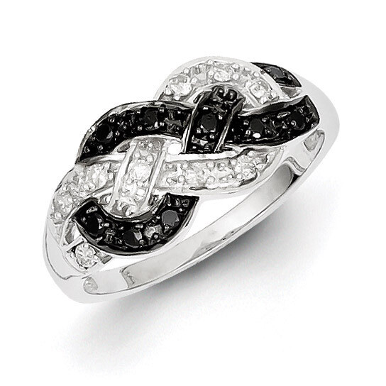 Black & White Diamond Ring Sterling Silver QR5437