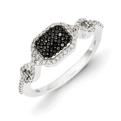 Black and White Diamond Ring Sterling Silver QR5408, MPN: QR5408, 883957245751