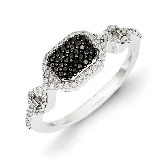 Black and White Diamond Ring Sterling Silver QR5408