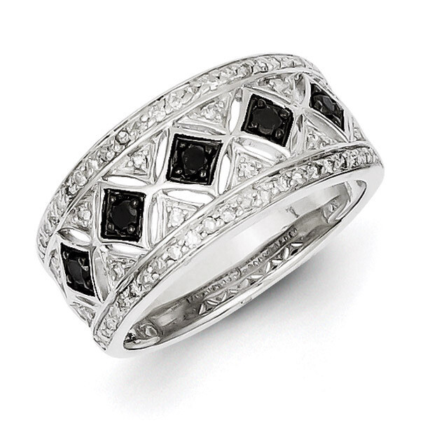 Black/White Diamond Ring Sterling Silver QR5413