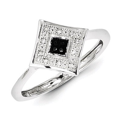 Black and White Diamond Ring Sterling Silver QR5401, MPN: QR5401, 883957245645