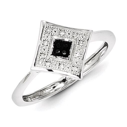 Black and White Diamond Ring Sterling Silver QR5401
