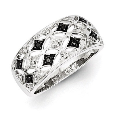 Back &amp; White Diamond Ring Sterling Silver Rhodium-plated QR5398, MPN: QR5398, 883957245553