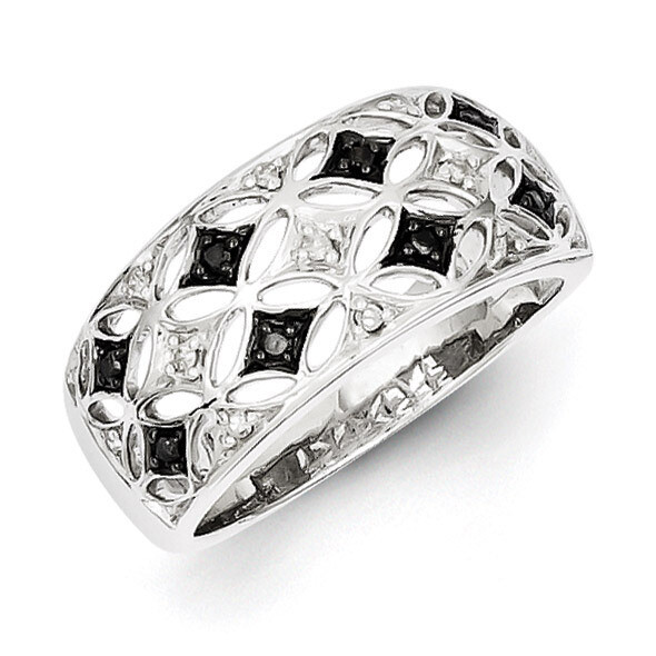 Back & White Diamond Ring Sterling Silver Rhodium-plated QR5398