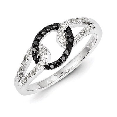 Black &amp; White Diamond Ring Sterling Silver QR5381, MPN: QR5381, 883957245348