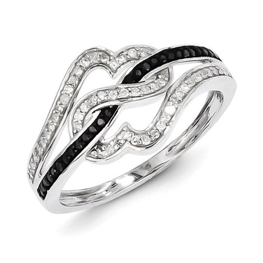 Black and White Diamond Ring Sterling Silver QR5356