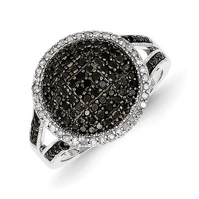 Black &amp; White Diamond Round Ring Sterling Silver QR5370, MPN: QR5370, 883957245249