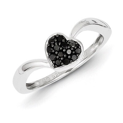 Black Diamond Small Heart Ring Sterling Silver QR5341, MPN: QR5341, 883957245041