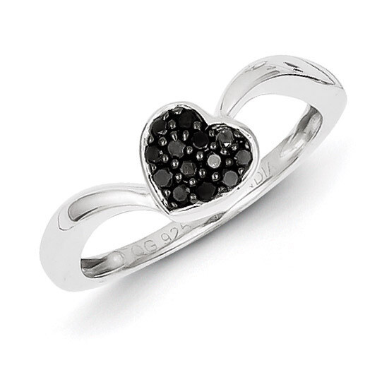 Black Diamond Small Heart Ring Sterling Silver QR5341