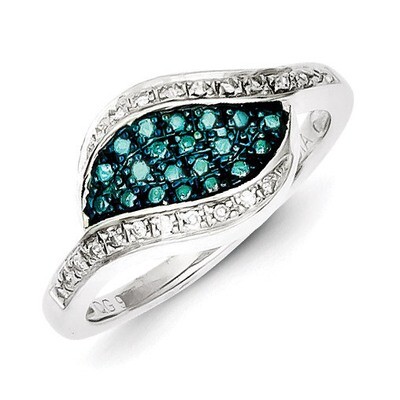 Blue Diamond Fancy Marquise Ring Sterling Silver QR5305, MPN: QR5305, 883957192703
