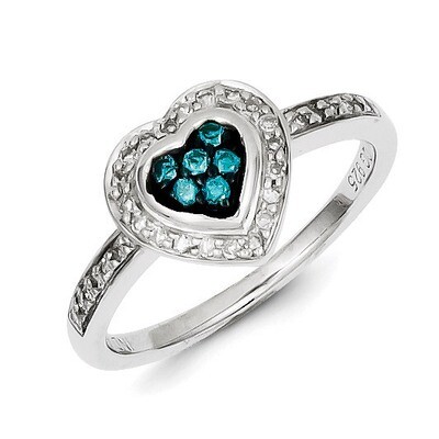 Blue Diamond Small Heart Ring Sterling Silver QR5162, MPN: QR5162, 883957190587