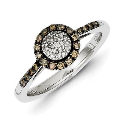 Champagne Diamond Circle Ring Sterling Silver QR5137, MPN: QR5137, 883957190341