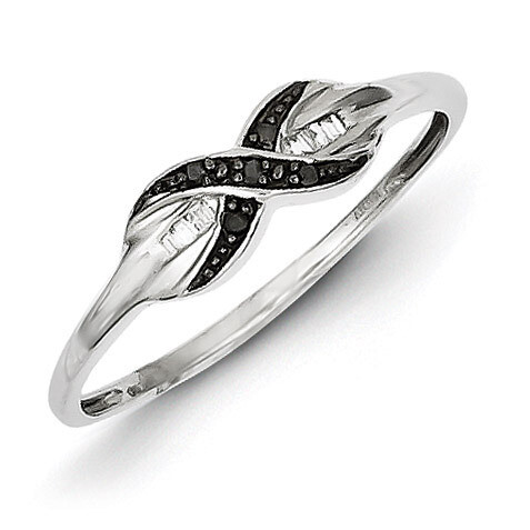 Black & White Diamond Ring Sterling Silver QR3345