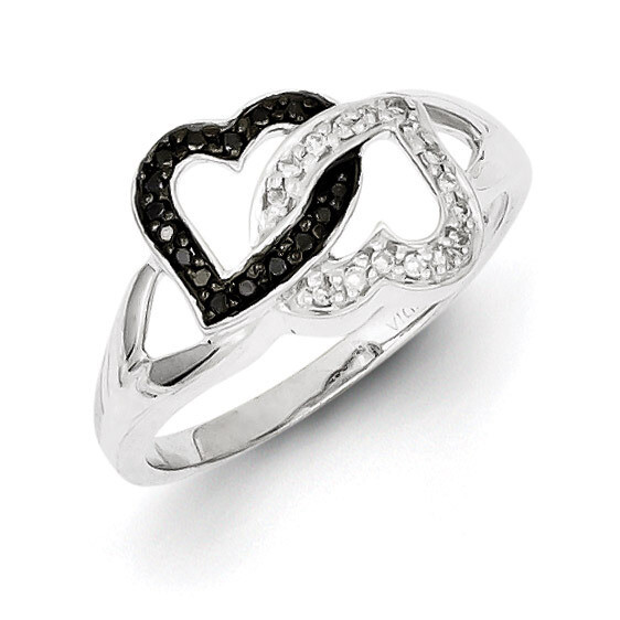 Black & White Diamond Ring Sterling Silver QR3341