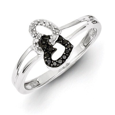 Black &amp; White Diamond Heart Ring Sterling Silver QR3340, MPN: QR3340, 883957244815