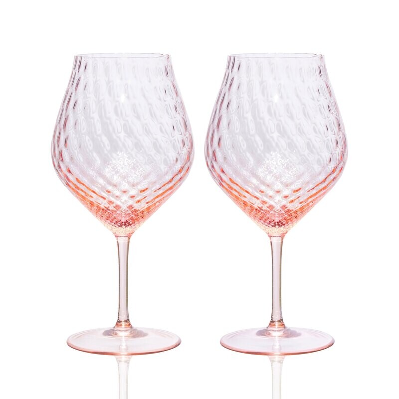Caskata Phoebe Tulip Universal Wine Glasses Set of 2 Rose GL-OPHBSTEM-300