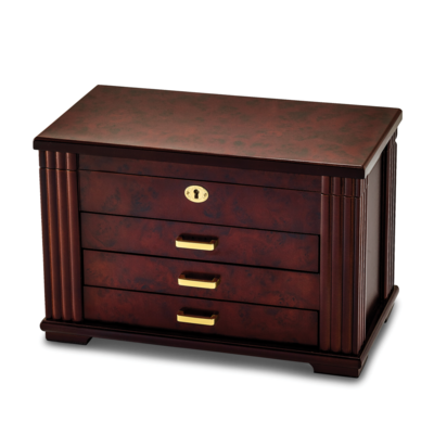 Matte Rosewood Burlwood Finish Locking Jewelry Box by Jere, MPN: JJB875, 883957007014