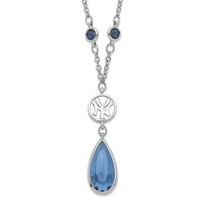 MLB New York Yankees Blue &amp; Clear Crystal with 3in ext Necklace Silver-tone YAN065N-CR, MPN: YAN065…