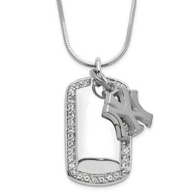 MLB New York Yankees Polished Logo CZ Dogtag Necklace Sterling Silver YAN009DT-SS, MPN: YAN009DT-SS…