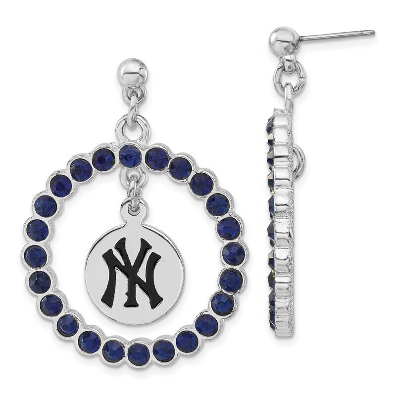 MLB New York Yankees Blue Crystal Wreath Dangle Earrings Silver-tone YAN067ER-CR