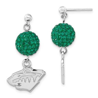 NHL Minnesota Wild Green Crystal Post Dangle Earrings Sterling Silver WIL069ERB-SS, MPN: WIL069ERB-…