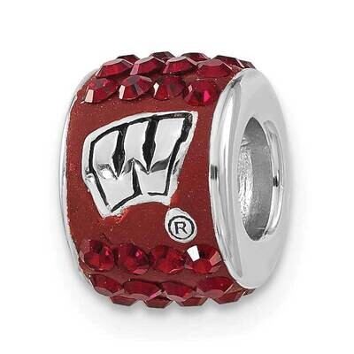 University of Wisconsin Polished Red Crystal Bead Charm Sterling Silver UWI070CHM-SS, MPN: UWI070CH…