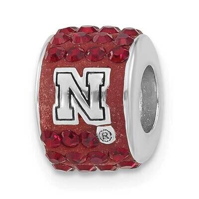 University of Nebraska Polished Red Crystal Bead Charm Sterling Silver UNE070CHM-SS, MPN: UNE070CHM…