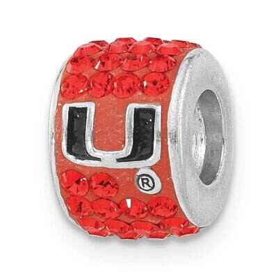 University of Miami FL Polished Orange Crystal Bead Sterling Silver UMF070CHM-SS, MPN: UMF070CHM-SS…