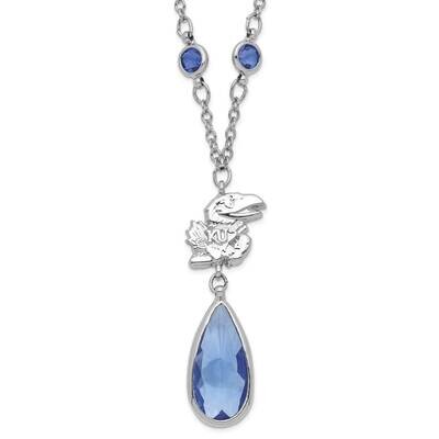 University of Kansas Blue &amp; Red Crystal with 3in ext Necklace Silver-tone UKS065N-CR, MPN: UKS065N-…