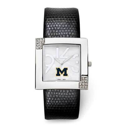 University of Michigan Chrome Glamour Leather Strap Watch UM131, MPN: UM131, 191101206573