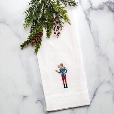 Crown Nutcracker Mouse Linen Towel White Set of 4 T1060
