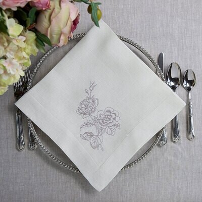 Crown Giulietta Large Napkin Cream Grey Set of 8 NLG660