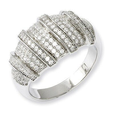 CZ Brilliant Embers Polished Fancy Ring Sterling Silver QMP251-8