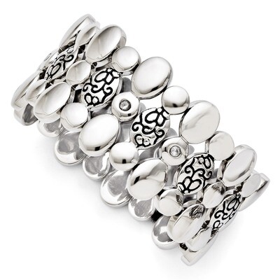 Synthetic Diamond Antiqued Stretch Bracelet - Stainless Steel SRB1233 by Chisel, MPN: SRB1233, 1911…