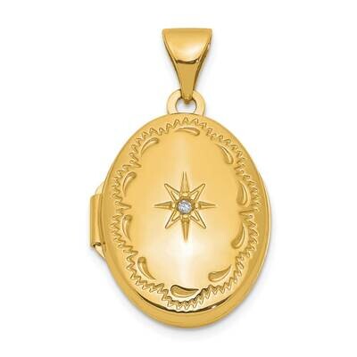Polished Diamond Oval Locket 14k Gold XL835, MPN: XL835,