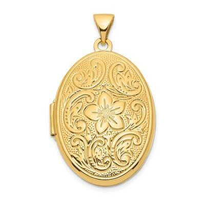 Reversible Floral Swirl Design 26mm Oval Locket 14k Gold XL840, MPN: XL840, 191101085932
