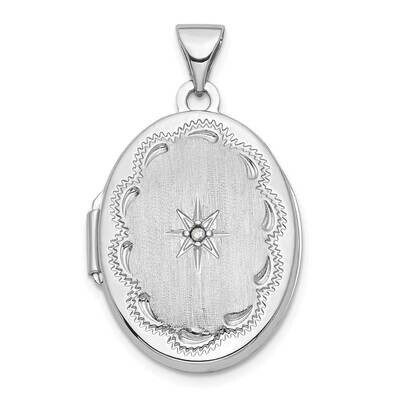 Brushed Diamond Star 21mm Oval Locket 14k White Gold XL837, MPN: XL837,