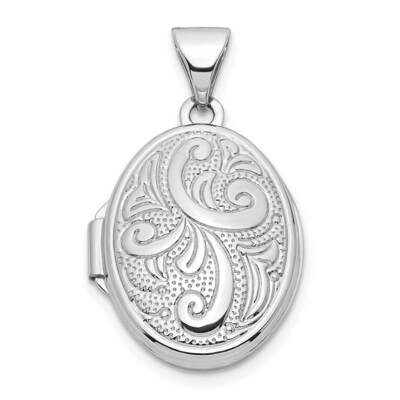 Swirl Design 17mm Oval Locket 14k White Gold XL833, MPN: XL833, 196904149553